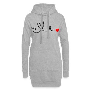 Ligne Herz Schnoerkel - Sweat-shirt à capuche long Femme - gris chiné - Devant