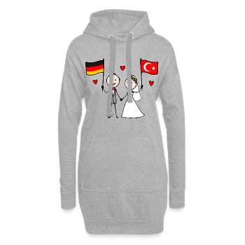 Hochzeitspaar Deutschland Türkei Flagge - Hoodie-Kleid - Grau meliert - Vorne