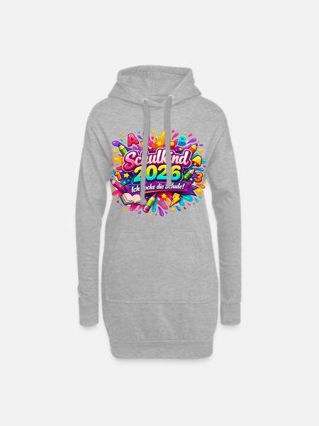 Einschulung 2026 - Ich rocke die Schule - Hoodie-Kleid - Grau meliert