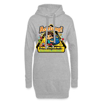Achtung frisch eingeschult - Hoodie-Kleid - Grau meliert - Vorne