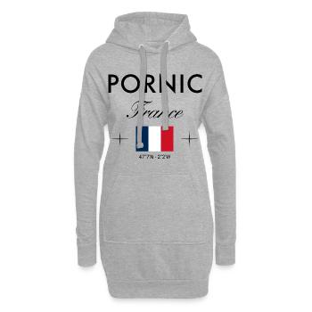 Pornic Frankreich Koordinaten Reise Souvenir - Hoodie-Kleid - Grau meliert - Vorne