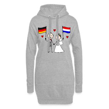 Hochzeitspaar Deutschland Holland Flagge - Hoodie-Kleid - Grau meliert - Vorne