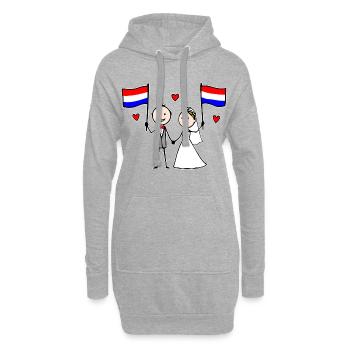 Couple de mariés Drapeau Hollandais - Sweat-shirt à capuche long Femme - gris chiné - Devant