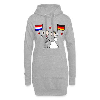 Couple de mariage Drapeau Hollandais Allemagne - Sweat-shirt à capuche long Femme - gris chiné - Devant