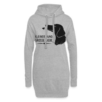 Kleiner Hund, Große Liebe - Hoodie-Kleid - Grau meliert - Vorne