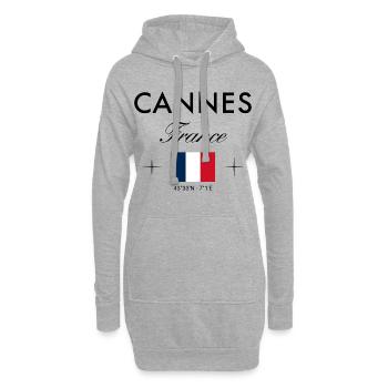 Cannes France coordonne un souvenir de voyage - Sweat-shirt à capuche long Femme - gris chiné - Devant
