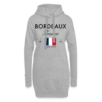 Bordeaux, France, coordonnées, voyage, souvenir - Sweat-shirt à capuche long Femme - gris chiné - Devant