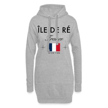 Ile de Re Frankreich Koordinaten Reise Souvenir - Hoodie-Kleid - Grau meliert - Vorne