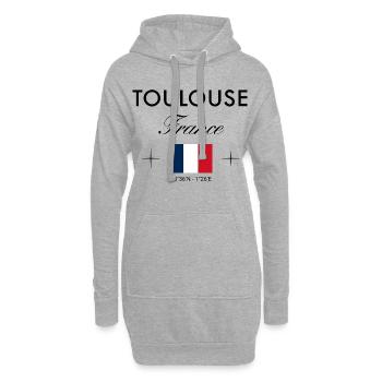 Toulouse, France, coordonnées Souvenir de voyage - Sweat-shirt à capuche long Femme - gris chiné - Devant