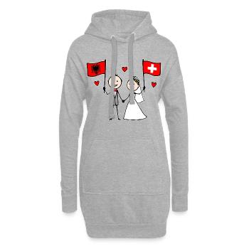 Hochzeitspaar Albanien Schweiz Flagge - Hoodie-Kleid - Grau meliert - Vorne