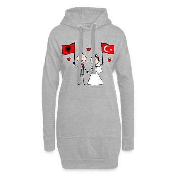 Hochzeitspaar Albanien Türkei Flagge - Hoodie-Kleid - Grau meliert - Vorne