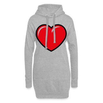 Herz / Herzchen (Liebe / Symbol / Red Black) - Hoodie-Kleid - Grau meliert - Vorne