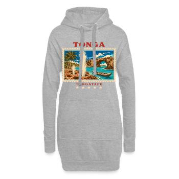 Marque de voyage vintage Tonga Tongatapu - Sweat-shirt à capuche long Femme - gris chiné - Devant