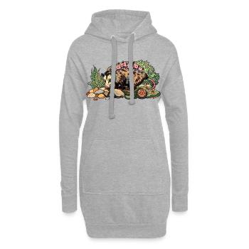 Maman opossum avec sa progéniture - Sweat-shirt à capuche long Femme - gris chiné - Devant