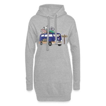 Vacances de camping en Vanlife avec motif de campeur en France - Sweat-shirt à capuche long Femme - gris chiné - Devant