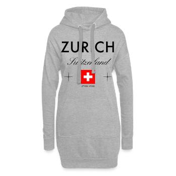 Zurich, Suisse Coordonnées Souvenir de voyage - Sweat-shirt à capuche long Femme - gris chiné - Devant