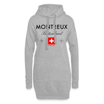 Montreux, Suisse, coordonnées Souvenir de voyage - Sweat-shirt à capuche long Femme - gris chiné - Devant