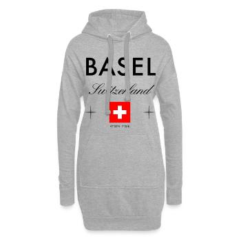 Bâle Suisse Coordonnées Souvenir de voyage - Sweat-shirt à capuche long Femme - gris chiné - Devant