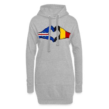 Kap Verde Belgien Flagge Hände Herzform  - Hoodie-Kleid - Grau meliert - Vorne