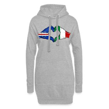 Mains du drapeau italien du Cap-Vert en forme de cœur utilisées - Sweat-shirt à capuche long Femme - gris chiné - Devant