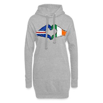Kap Verde Irland Flagge Hände Herzform used - Hoodie-Kleid - Grau meliert - Vorne