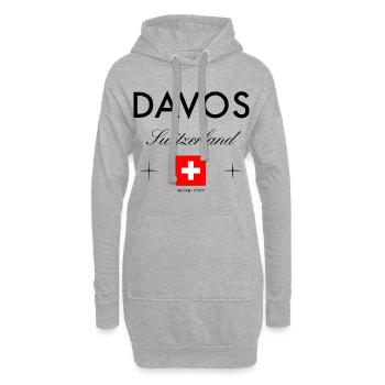 Souvenir de voyage des coordonnées de Davos en Suisse - Sweat-shirt à capuche long Femme - gris chiné - Devant