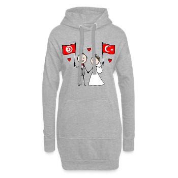 Marié Tunisie Drapeau de la Turquie - Sweat-shirt à capuche long Femme - gris chiné - Devant