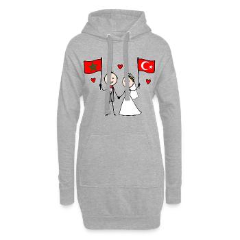 Couple de mariage Maroc Drapeau de la Turquie - Sweat-shirt à capuche long Femme - gris chiné - Devant