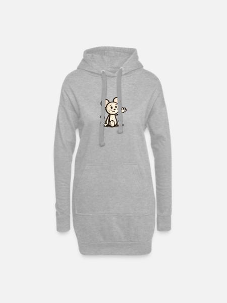 Kuschelige Maus winkt - Hoodie-Kleid - Grau meliert