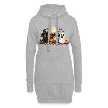 Halloween Teckel Sorcière Citrouille Momie Fantôme - Sweat-shirt à capuche long Femme - gris chiné - Devant
