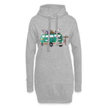 Vacances de camping en vanlife avec motif de campeur hongrois - Sweat-shirt à capuche long Femme - gris chiné - Devant
