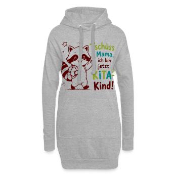 Kita Abschied Raccoon Illustration - Hoodie-Kleid - Grau meliert - Vorne