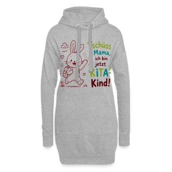 Kita Abschied Bunny Tschüss Mama - Hoodie-Kleid - Grau meliert - Vorne