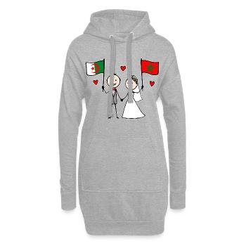 Hochzeitspaar Algerien Marokko Flagge - Hoodie-Kleid - Grau meliert - Vorne