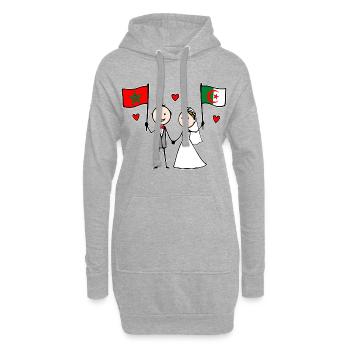 Couple de mariage Maroc Drapeau Algérien - Sweat-shirt à capuche long Femme - gris chiné - Devant