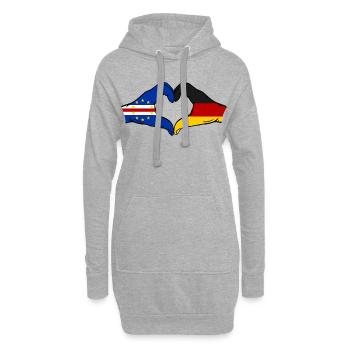 Mains du drapeau allemand du Cap-Vert en forme de cœur utilisées - Sweat-shirt à capuche long Femme - gris chiné - Devant