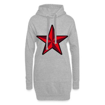 Étoile Rouge (Révolution / Esquisse / 3C) - Sweat-shirt à capuche long Femme - gris chiné - Devant