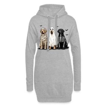 Drei Hunde in Halloween-Kostümen - Hoodie-Kleid - Grau meliert - Vorne