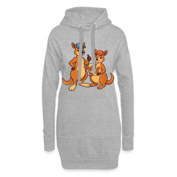Trio de la Famille Kangourou à la Casquette - Sweat-shirt à capuche long Femme - gris chiné - Devant