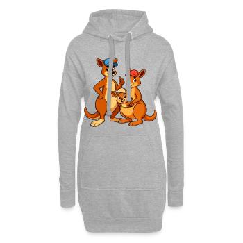 Dessin animé de la famille kangourou - Sweat-shirt à capuche long Femme - gris chiné - Devant