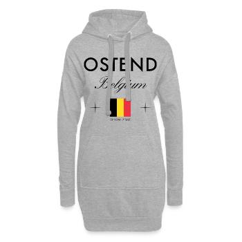 Ostende Belgique Coordonnées Souvenir de voyage - Sweat-shirt à capuche long Femme - gris chiné - Devant