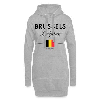 Bruxelles, Belgique, coordonnées, voyage, souvenir - Sweat-shirt à capuche long Femme - gris chiné - Devant