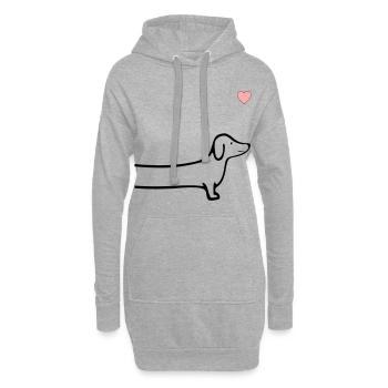 Dackel Herz Hunde - Hoodie-Kleid - Grau meliert - Vorne