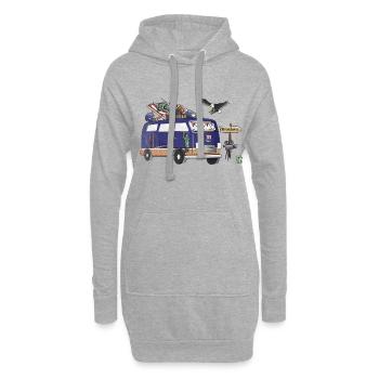 USA Camper Motiv Vanlife Camping Urlaub - Hoodie-Kleid - Grau meliert - Vorne