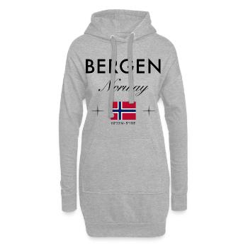 Bergen Norwegen Koordinaten Reise Souvenir - Hoodie-Kleid - Grau meliert - Vorne