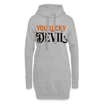 Du Glücklicher Teufel – Lustiges Teufels-Halloween-T-Shirt - Hoodie-Kleid - Grau meliert - Vorne