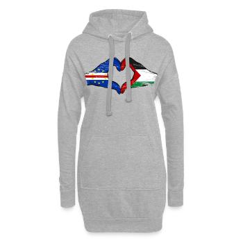 Kap Verde Palaestina Flagge Hände Herzform used - Hoodie-Kleid - Grau meliert - Vorne