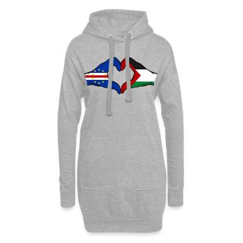 Kap Verde Palaestina Flagge Hände Herzform - Hoodie-Kleid - Grau meliert - Vorne