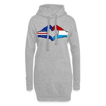 Drapeau du Luxembourg du Cap-Vert Mains en forme de cœur - Sweat-shirt à capuche long Femme - gris chiné - Devant