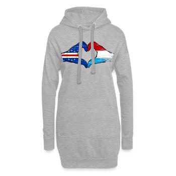 Mains du drapeau luxembourgeois du Cap-Vert utilisées - Sweat-shirt à capuche long Femme - gris chiné - Devant